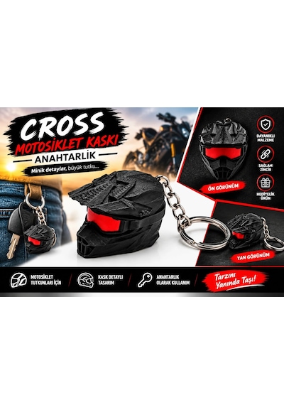 Cross Motosiklet Anahtarlık , Motosiklet Kaskı Şeklinde Anahtarlık , Hediyelik Kask Motocross Anahta