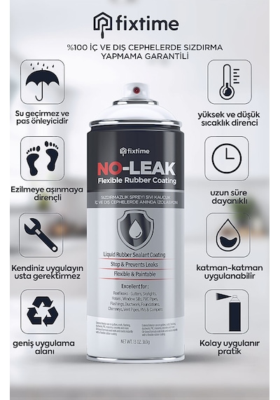 NoLeak 1+1 Paket Su Izolasyon Sızıntı Onarım Spreyi Su Geçirmez Beyaz 800ml noLeak1