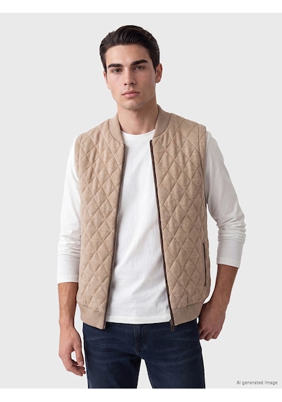 Lcwaıkıkı Classic Bej Regular Fit Kolej Yaka Erkek Triko Yelek