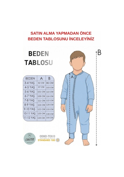 Cantoy Müslin Erkek Çocuk Uyku Tulumu 2 Katlı 0.5 Tog - Pamuk Nefes Alabilen Kumaş 3-11 Yaş Bej