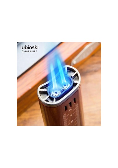 Lubinski Cigar Slim Cetvelli Ve Sehpalı Çift Torch Puro Çakmağı Mavi Çok Renkli