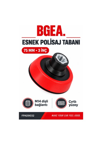 Bgea Esnek Cırtlı Polisaj Makinesi Tabanı 75 Mm 3 İnç M14 Bağlantılı