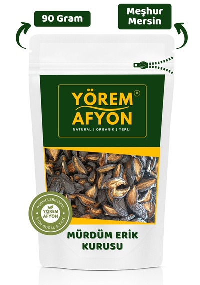 Yörem Afyon Mersin Yöresinden %100 Meyve Glütensiz Dilimlenmiş Mürdüm Erik Kurusu Prunus Domestica 90gr. 90 G