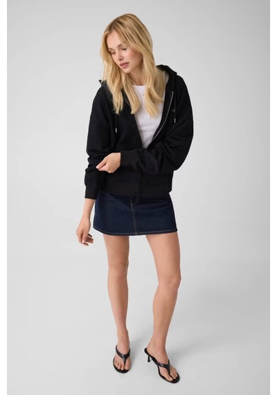 Guess Stras Taşlı Fermuarlı Siyah Kadın Sweatshirt W6yq10k3872