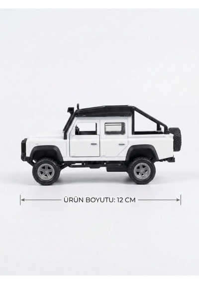 Işıklı Sesli Açılabilir Kapılı Arkası Açık Land Rover Arazi Oyuncak Arabas Çek-Bırak Mekanizmalı Beyaz