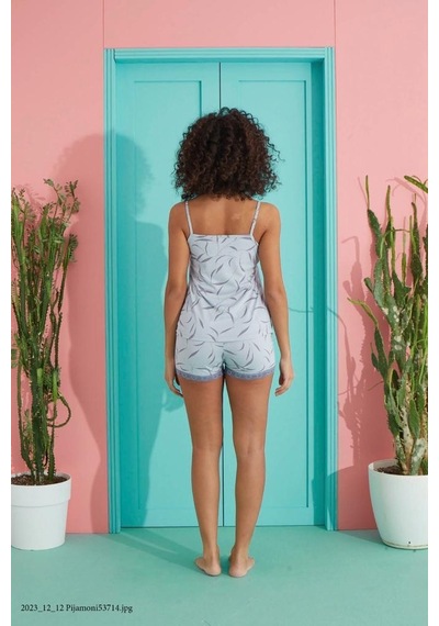 Pemilo 2780-30 37608 - 1 İp Askılı Şortlu Kadın Pijama Takımı Gri
