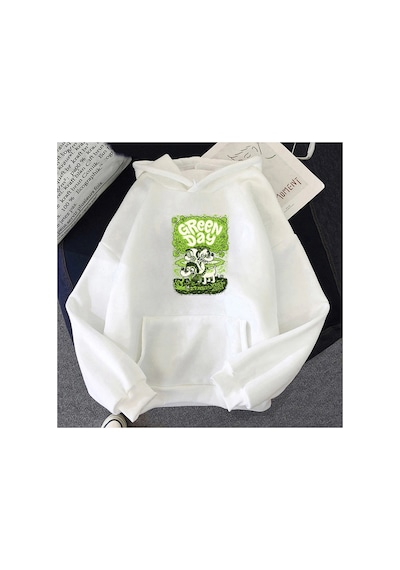 Tarzsokak Beyaz Unisex G-yeşil Gün Müzik Rock Grubu Boy Kapşonlu Moda Yakışıklı Dört
