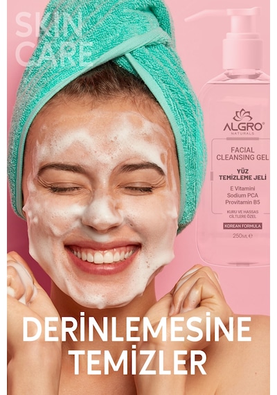 Algro Kuru ve Hassas Ciltler İçin Yüz Temizleme Jeli 250 ML