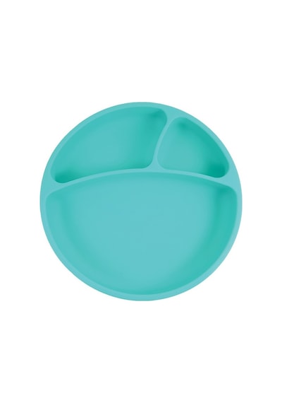 Oioi Porsiyon Vakum Tabanlı Silikon Tabak Aqua Green Yeşil