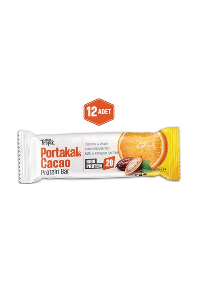 Portakal Ve Kakao Aromalı Protein Bar 45 G Protein İçeren Atıştırmalık Ve Sporcu Barı 12 Adet
