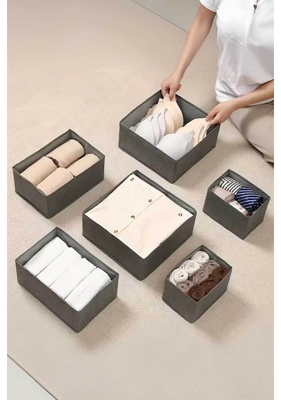 Serstil 6'lı Çekmece Içi Düzenleyici Kutu Set Gri