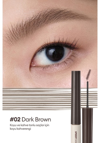 Özel Fırça Tasarımlı, Yoğun Pigmentli Kaş Maskarası Perıpera Speedy Skinny Brow Mascara 02 Darkbrown 02
