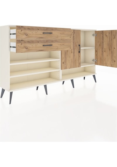 Arges Konsol 4 Raflı 2 Çekmeceli 2 Kapaklı 176x30x99 Aytaşı-çam Aytaşı-çam