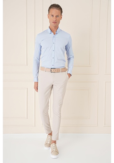 Efor Slim Fit Yan Cepli Düz Esnek Casual Kum Pantolon P 1144 Kum