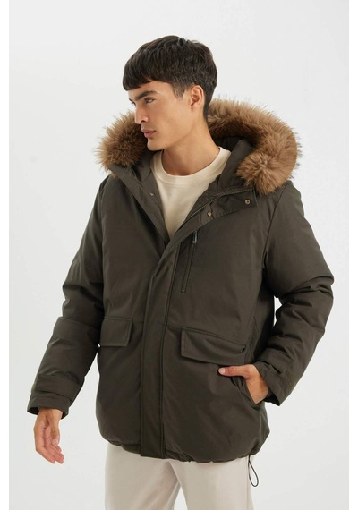 Defacto Regular Fit Kapüşonlu Fermuarlı Parka D1275ax24wnkh428 Haki