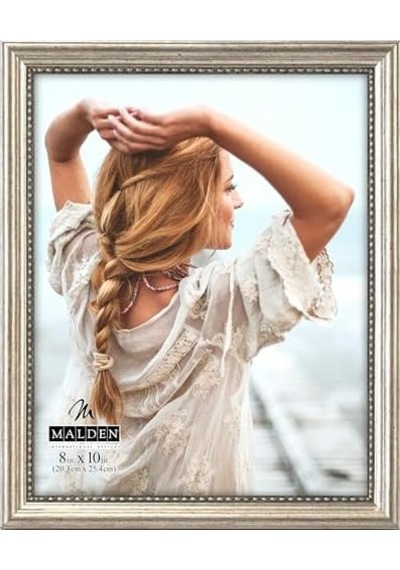 Malden International Designs Klasik Ahşap Resim Çerçevesi, 8x10, Gümüş