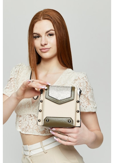 Morpelikan Bej Taş Detaylı Zincir Askılı Çarpraz Omuz Çantası Bej