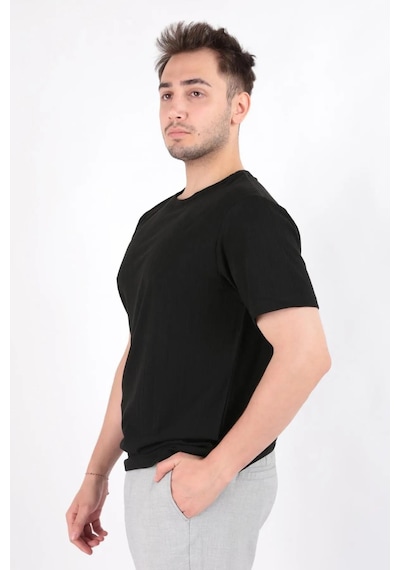 Cazador B.yaka K.kol Erkek T-shirt 4153 Siyah 001