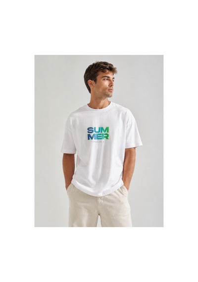 Me Selection Summer Tasarım %100 Pamuk Unisex Basic Tişört Beyaz