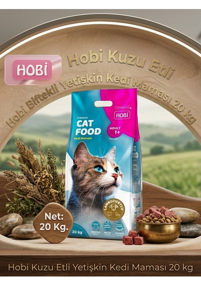 Hobi Kuzu Etli Yetişkin Kedi Maması 20 Kg Taurin Destekli Tam Ve Dengeli Beslenme