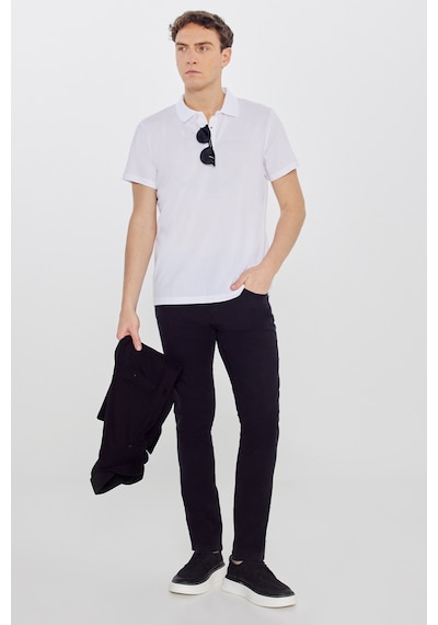 AC&Co / Altınyıldız Classics Erkek Beyaz Pamuklu Slim Fit Dar Kesim Polo Yaka Tişört Beyaz