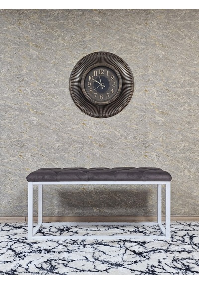 Zafir Beyaz Boyalı Diktörtgen 100 Cm X 40 Cm Oturak Puf - Bench - Makyaj Oturağı - Oturak Kahverengi