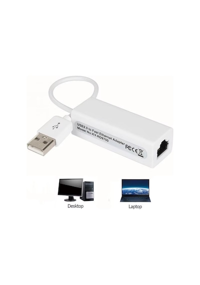 Kablolu Usb To Ethernet Çevirici, 2.0, Kurulum Gerektirmez