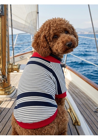 Yacht Club Marin Çizgili Köpek Tişörtü Lacivert Kırmızı Yazlık Köpek Kıyafeti Küçük Irklar Yacht Club Marin Çizgili Köpek Tişörtü Lacivert Kırmızı Yazlık Köpek Kıyafeti Küçük Irklar