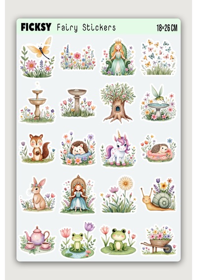Sevimli Çiçek Perisi Sticker Seti - 60 Adet Peri Etiket Çıkartma Diğer