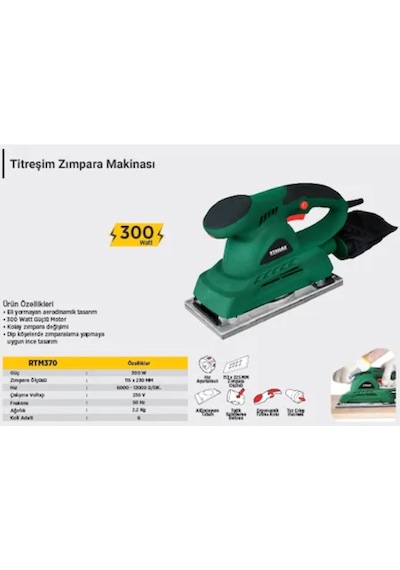 Rtrmax RTM370 300 W Titreşimli Zımpara Makinesi