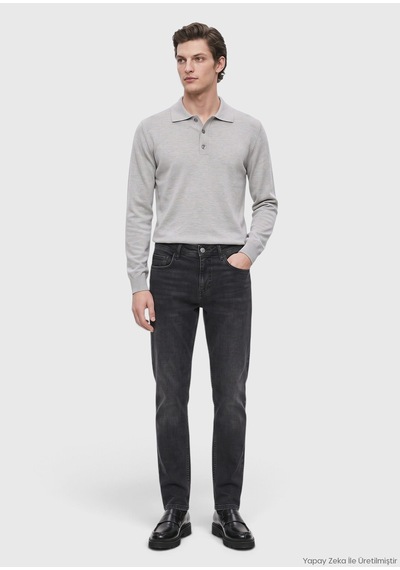 Ramsey Siyah Regular Fit Denim Pamuk Karışımlı Pantolon