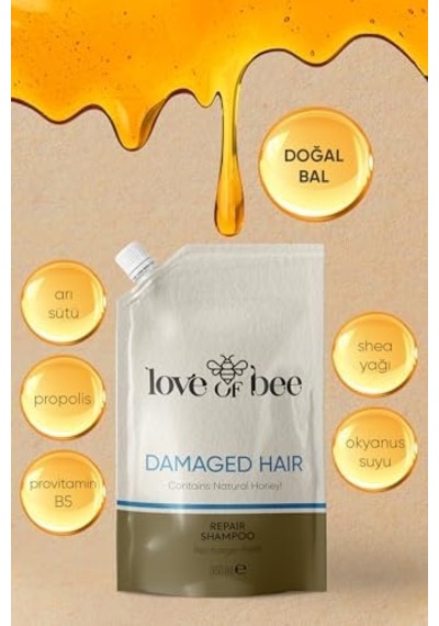 1878 Of Bee Yıpranmış Saçlar İçin Doğal Bal İçeren Yoğun Onarıcı Premium Saç Bakım Şampuanı - 360 Ml