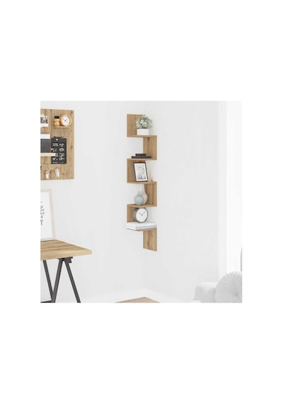 Zig Zag Köşe Duvar Rafı/kitaplık Atlantik Çam 20x20x130 Modern Minimalist Köşe Rafı Genel