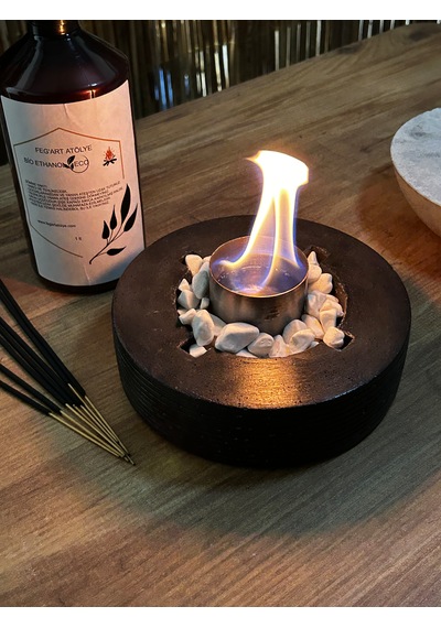 Dekoratif Bio-fire V2 Siyah Masaüstü Şömine + 1 Lt Bio-ethanol Yakıt
