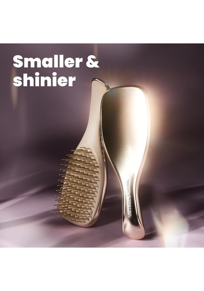 Mini Ultimate Detangler Chrome Saç Açıcı Fırça Islak Ve Kuru Saçlar İçin Champagne Gold Patentli Çift Katmanlı Diş Teknolojisi Seyahat Boyu