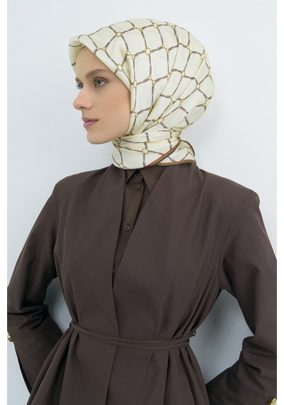 Armine Saf İpek Sura Eşarp-2026 İlkbahar-yaz- 953800d Krem-Yeşil