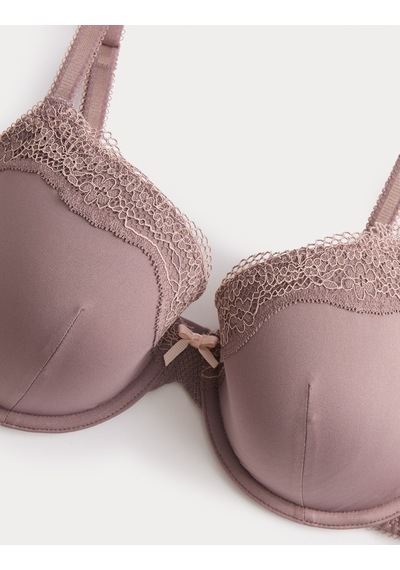 Marks & Spencer Jasmine Dantel Detaylı Balenli Demi Cup Sütyen T33002403 Kahverengi