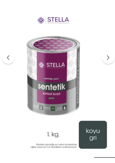 Stella Son Kat Yağlı Boya Sentetik 1 Kg Koyu Gri 0.75 KG