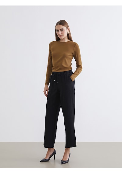 Lcw Everyday Siyah Beli Lastikli Kadın Pantolon
