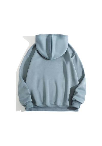 Startmore Mavi Unisex Dino Özel Göğüs Baskılı Oversize Bisiklet Yaka