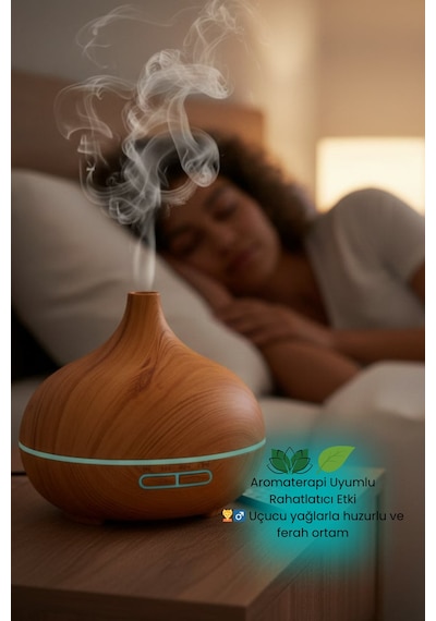 550 Ml Uzaktan Kumandalı Aroma Difüzörü Ultrasonik Hava Nemlendirici Renk Ledli