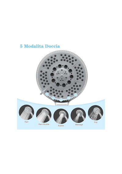 Elvis 5 Fonksiyonlu Banyo Duş Başlığı Ergonomik Su Tasarruflu Banyo Duş Telefon Krom