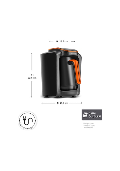 Karaca Hatır Neo-S 5 Fincan Kapasiteli Tangerine Sütlü Türk Kahve Makinesi