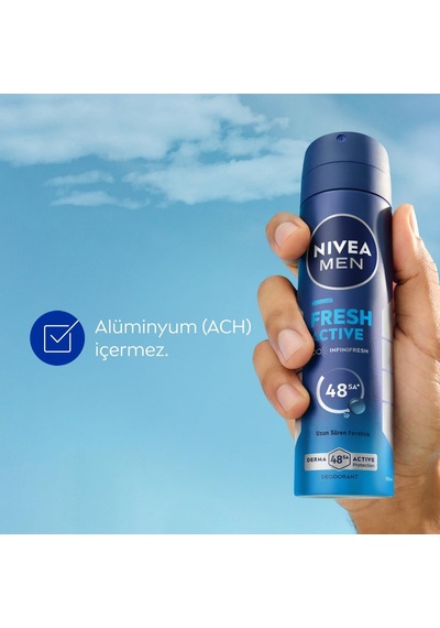 Erkek Sprey Deodorant Fresh Active 150 Ml,ter Kokusuna Karşı 48 Saat Koruma,okyanus Özleri,uzun Süren Ferahlık,alüminyum İçermeyen Formül 2 Paketi