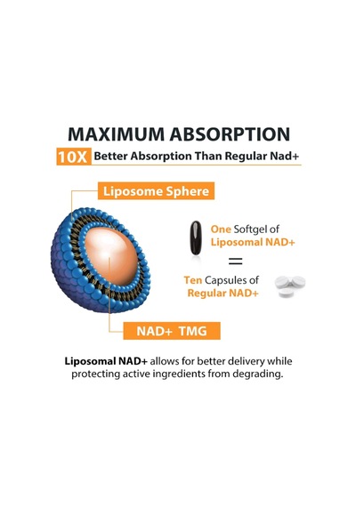 Orgabay Liposomal Nad+ Supplement 500 Mg, High Absorption, Bo...