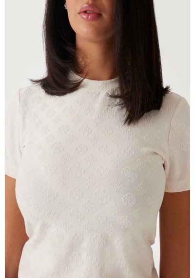 Guess Kadın Beyaz 4g Logolu T-shirt Pembe