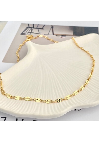 Ezme Kolye Kadın İtalyan Ezme Kolye Ezme Pullu Gold 50cm Gold
