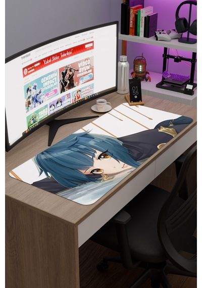 Xingqiu Genshin Impact Anime Oyuncu V1 - 90x40 Xxl Gaming Mouse Pad Fare Altlığı