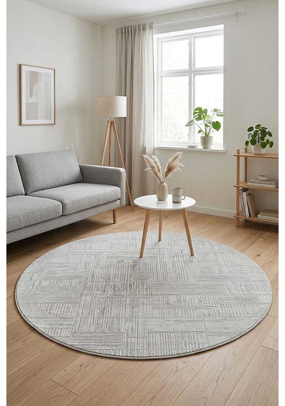 Etro Dekoratif Modern Akrilik Makine Yuvarlak Halı Et09 Kemik