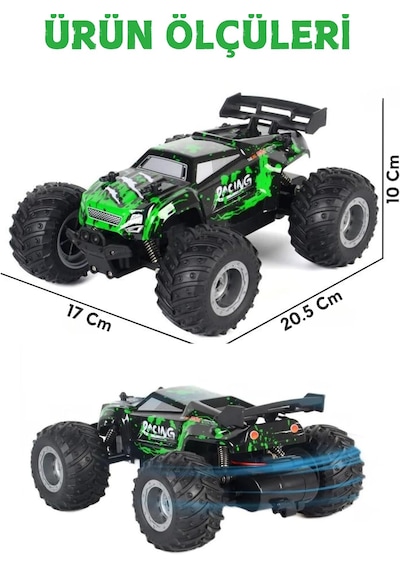 Uzaktan Kumandalı Full Fonksiyon Şarjlı Işıklı Drift Özelikli 4x2 15 Km Hız Of Road Araba 1:18 Şarjlı High Off Road Araba Erkek Hediye Kumandalı Araç Yeşil